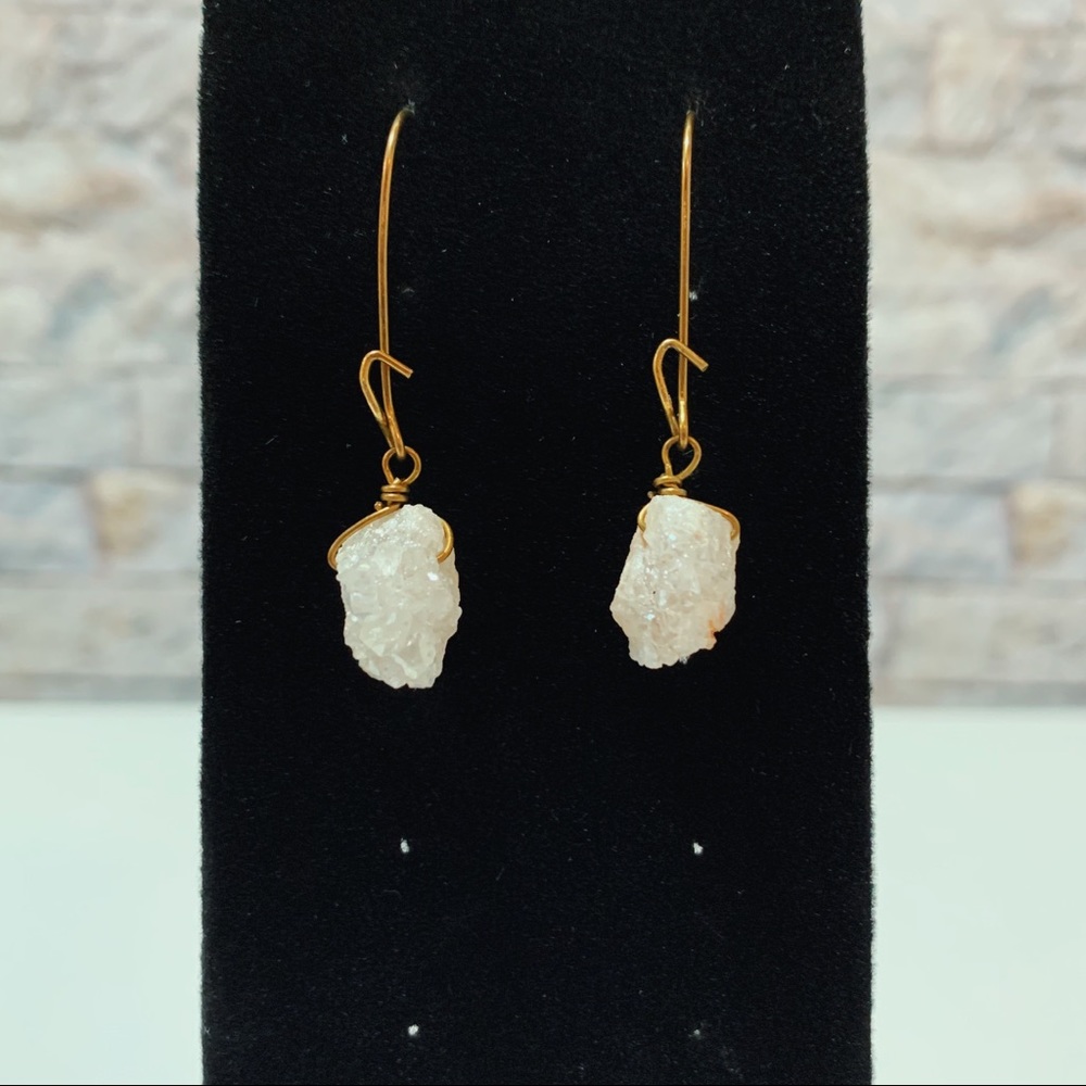 Shimmering White Crystal Gem Dangling Earrings